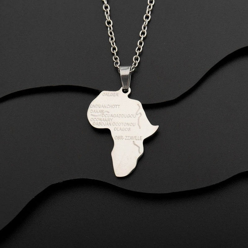 Africa Pendant Silver Color  Hippie Necklace S 4626356 - Tuzzut.com Qatar Online Shopping