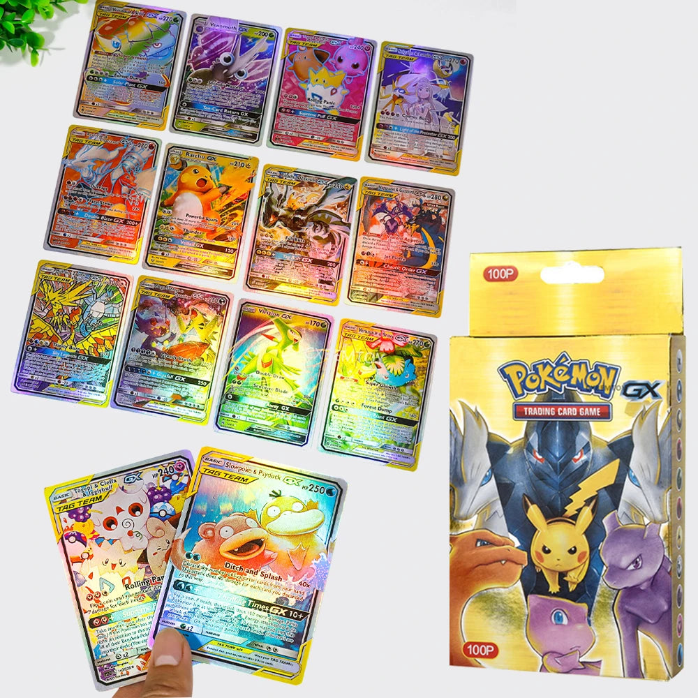 100pcs Pokemon English Cards Box Charizard Pikachu Gengar GX TAG Colle 100pcs Pokemon English Cards Box Charizard Pikachu Gengar GX TAG Colle