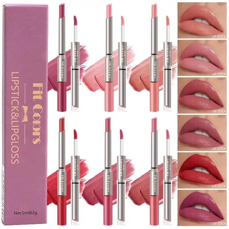 Fit Colour 2 In 1 Matte Lipstick Waterproof Long Lasting No Fading Matte Velvet Lip Gloss 486011