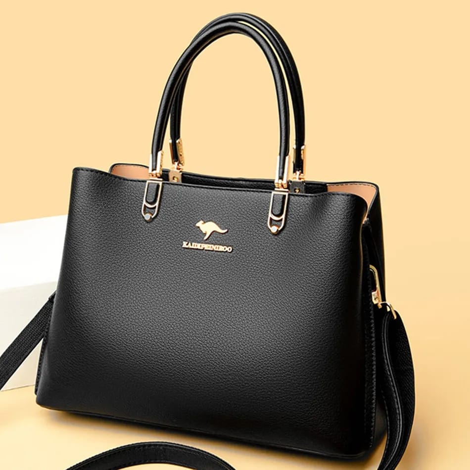 Ultrasonic Embossed Black Embroidery Classic Shoulder Strap