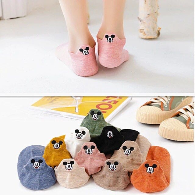 5 Pairs Women Sock Cotton Socks Women's Cute Embroidered Ankle