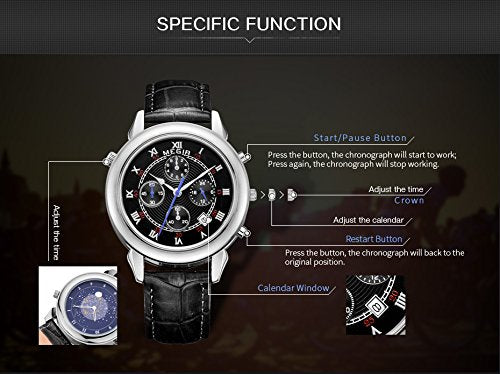 Megir Crown Prince Black Luxury Chronograph Watch for Men & Boys ML2013GBK-1