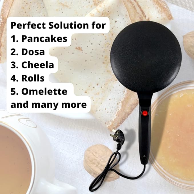 Dosa Maker, Electric Crepe Maker, Nonstick Crepe Pan | Fully Automatic Portable Mini Household Pancake Machine