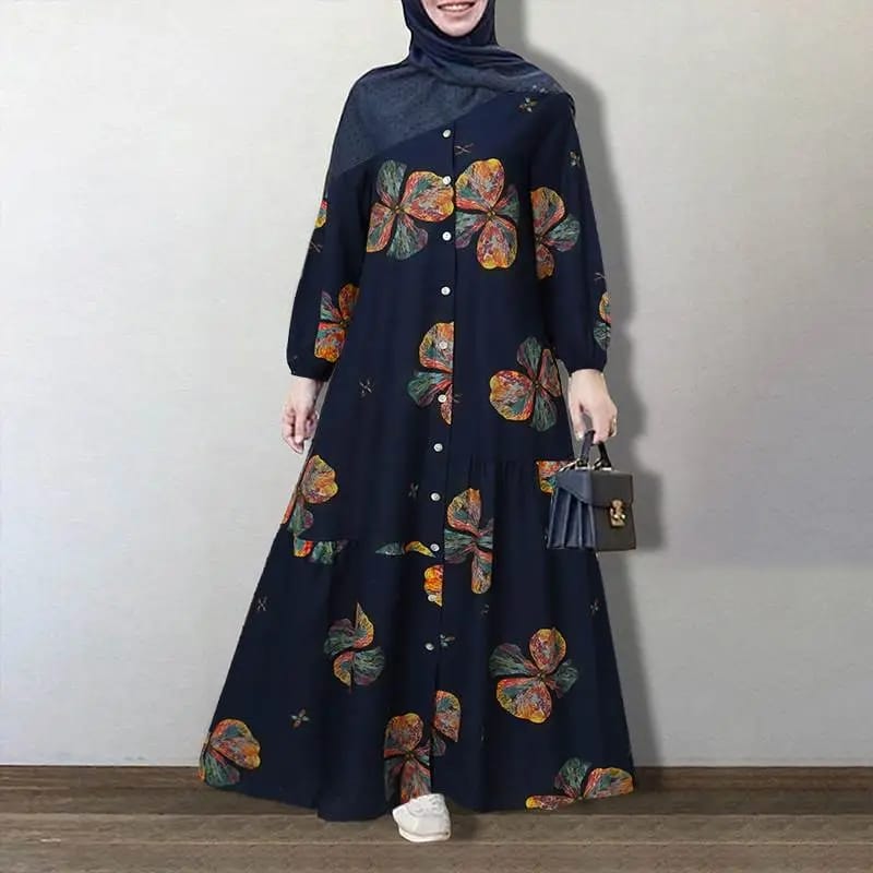 ZANZEA Muslim Dress Dubai Turkey Islam Clothes Casual Middle