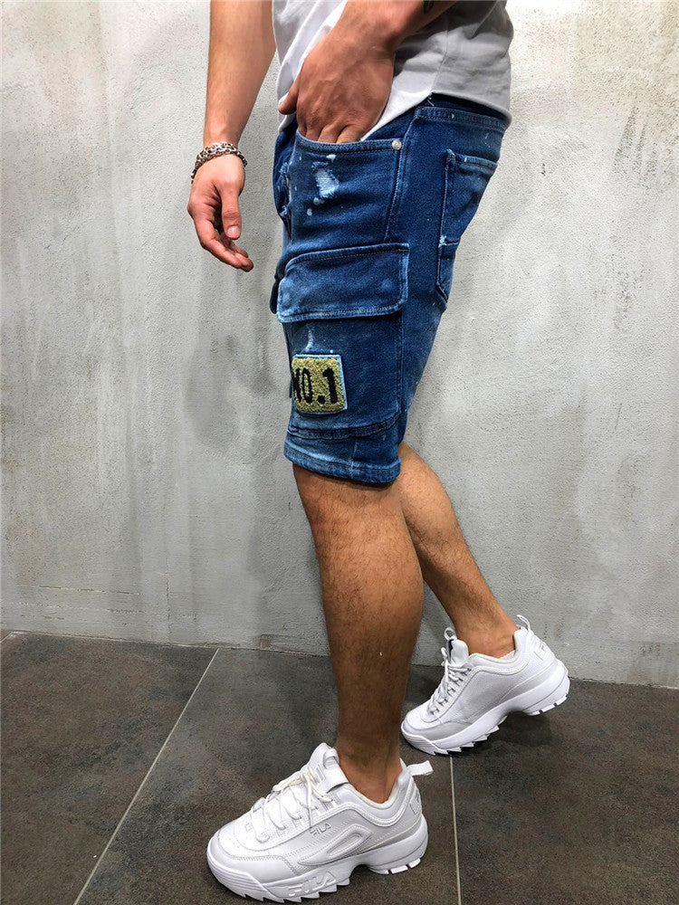 Mens denim shorts with hotsell side pockets