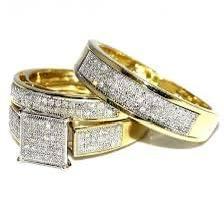 3Pcs White Diamond Micro Pave Trio Ring Set For Couple Size 7- X604267 - Tuzzut.com Qatar Online Shopping