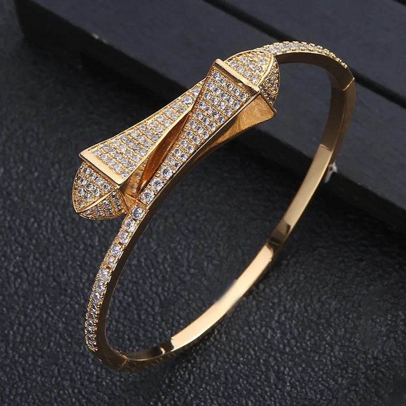 1 piece Classic Brass Gold Plated Full Zirconium Personalized Bracelet S3882704 - TUZZUT Qatar Online Shopping