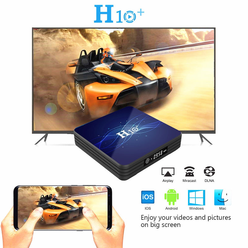 H10+ HD 4K Smart TV Box, Android 9.0, Hi3798MRBCV Quad-Core Cortex-A53,1GB+8GB, Support SPDIF, HDMI, 2.4G/5G WiFi, USBx4,TF Card, US Plug - Tuzzut.com Qatar Online Shopping