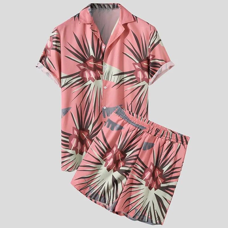 Men Hawaiian Sets Printing Summer Short Sleeve Button Shirt Beach Shorts Streetwear Casual Mens Suit 2 Pieces INCERUN XL S2470731 - Tuzzut.com Qatar Online Shopping