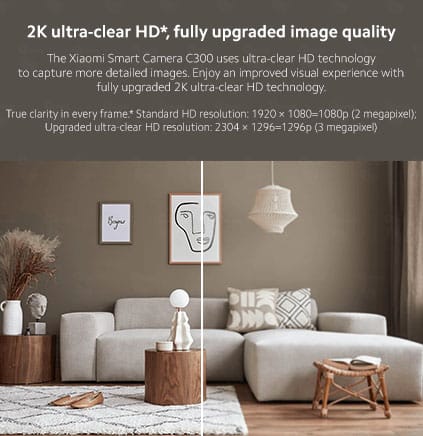 Xiaomi Smart Camera C300 With super clear 2K image quality and upgraded AI 3 megapixel | F1.4 large aperture | Full colour in low-light | AI human detection - Tuzzut.com Qatar Online Shopping