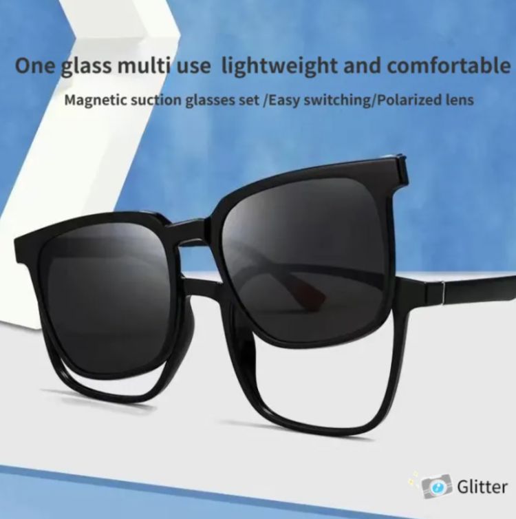 Sunglasses set Men Sunglasses 3 In 1 Glasses Eyewear Clips Magnetic Glasses Night Vision plain glass spectacles Metal with Magnet Clip on Sunglasses - Tuzzut.com Qatar Online Shopping