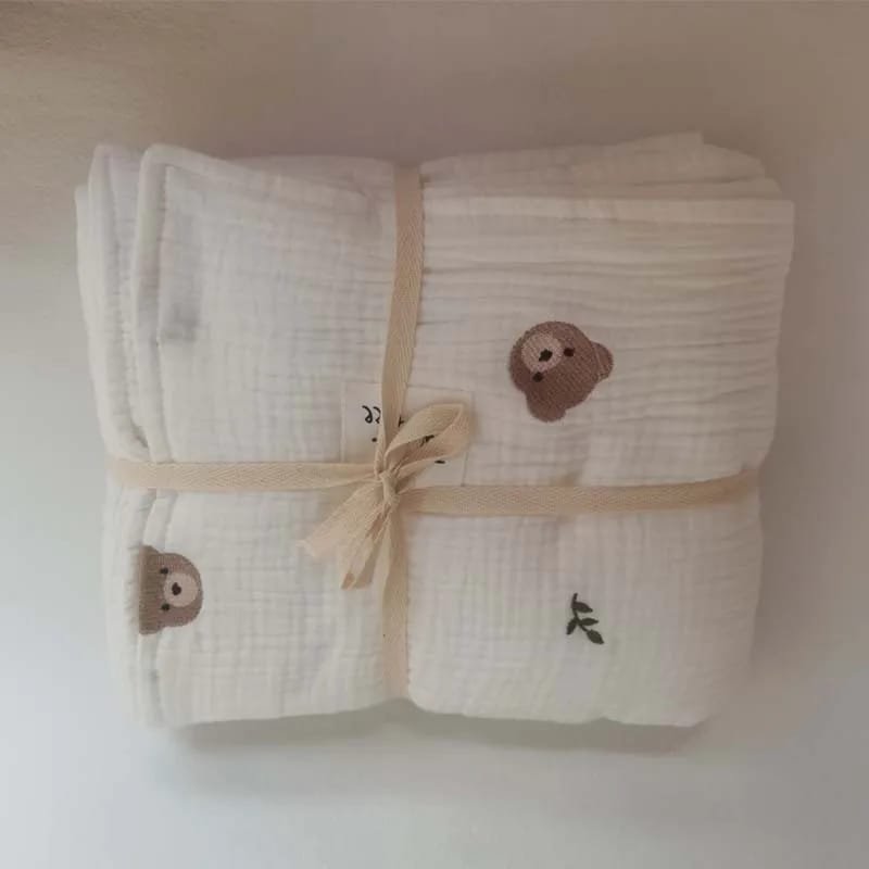 6 Layers Embroidery Bear Print Baby Swaddle Blanket S3357503