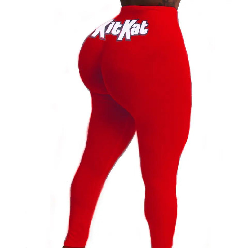 Women's sexy high waist leggings plus size trousers Snickers KitKat printed sweatpants American clothing sports fitness pants L S3651004 - Tuzzut.com Qatar Online Shopping