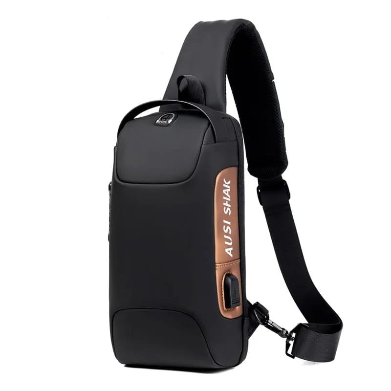 Men Crossbody Bag Anti-theft Chest Bag Password Lock Sling bag USB Cha