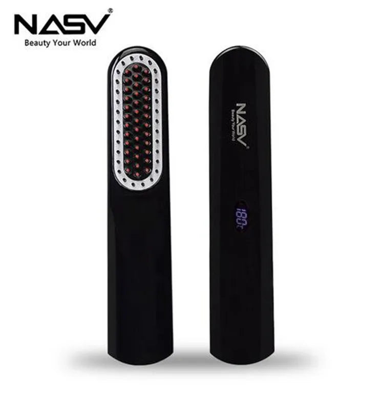 New NASV Straightening Irons USB charge Straight hair Brush Comb NASV-500
