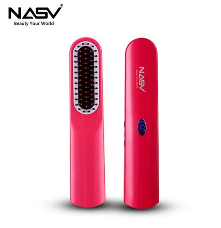 New NASV Straightening Irons USB charge Straight hair Brush Comb NASV-500