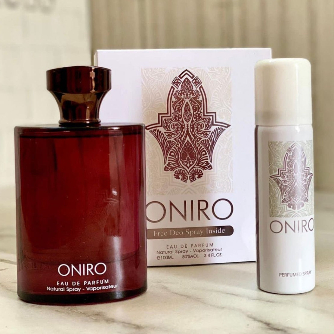 Oniro EDP Perfume 100ml with Deo by Fragrance World TUZZUT Qatar