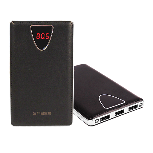 sPass Fast Charge 3 USB Port 30,000 mAh Power Bank With LCD For Smartphones & Tablets (K6), Black - Tuzzut.com Qatar Online Shopping