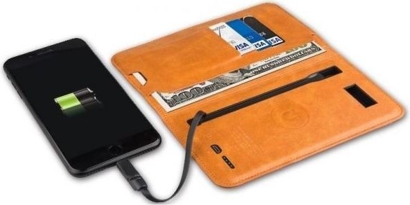 2-in-1 ZHUSE Universal Leather Wallet with 6800mAh Power Bank - Tuzzut.com Qatar Online Shopping