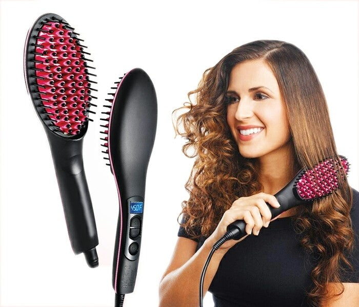 Hair Straightening Brush Ceramic - Tuzzut.com Qatar Online Shopping