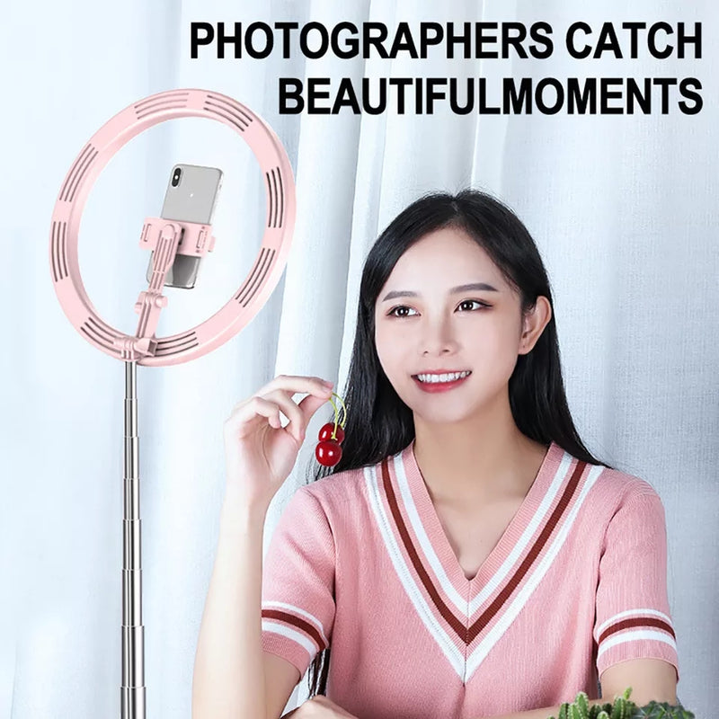 Foldable Portable 12 inch Selfie Flash LED Dimmable Ring Light with 54-168cm Stand and Mobile Phone Holder - Tuzzut.com Qatar Online Shopping