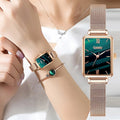 Gaiety Women Fashion Square Retro Quartz Watch with Bracelet Set - Tuzzut.com Qatar Online Shopping