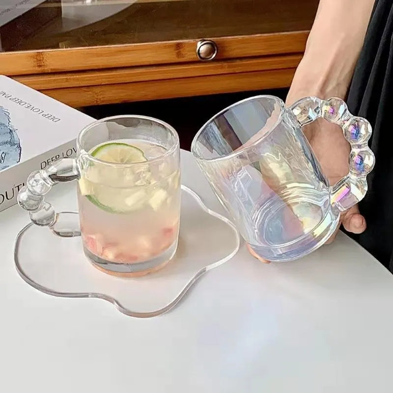 Glass Cup Transparent Milk Mugs With Ball Handle Creative Drinking