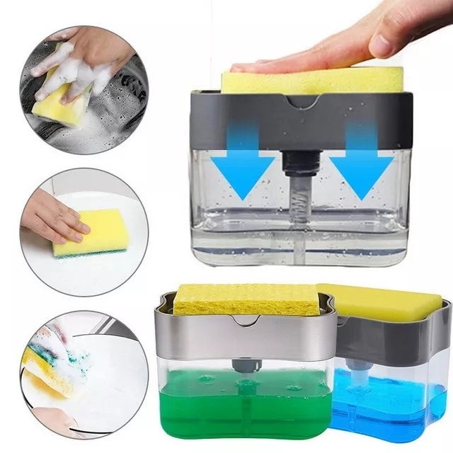 Dish Soap Dispenser with Sponge and Holder – Sara Shopping Mall