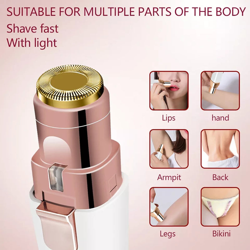 2 in 1 Women's Rechargeable Hair Remover  Eyebrow and Painless Lips Nose Body Facial Hair Remover Shaver - Tuzzut.com Qatar Online Shopping