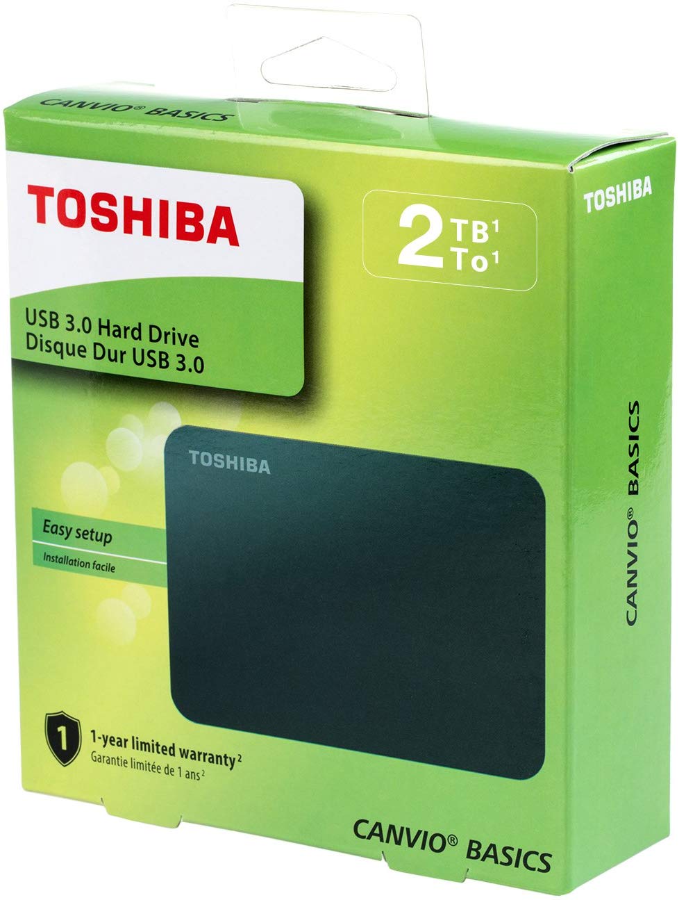 Toshiba Canvio Basics 2TB Portable External Hard Drive USB 3.0 - Black