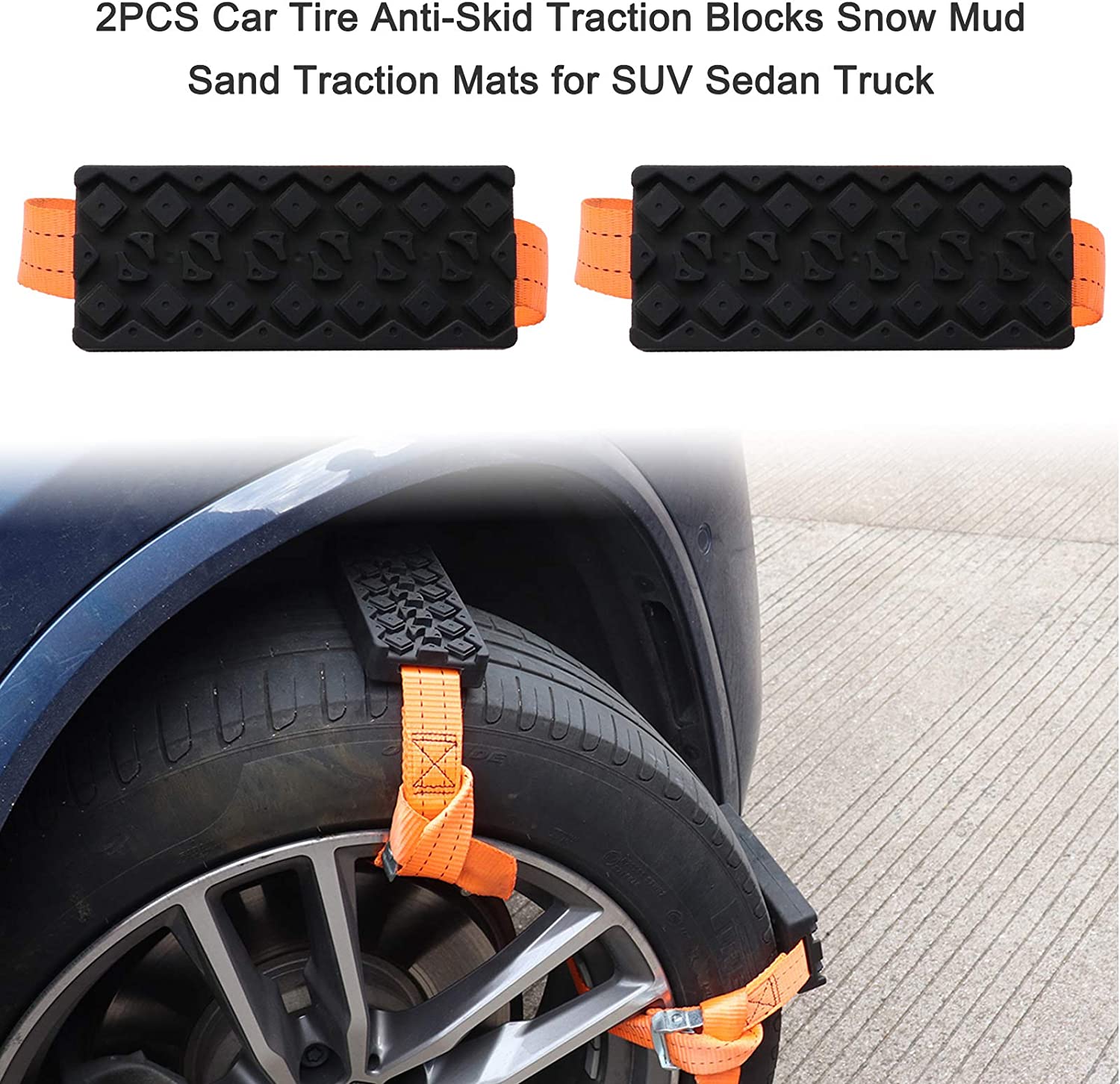 2PCS Car Tire Anti-Skid Traction Blocks Snow Mud Sand Traction Mats fo