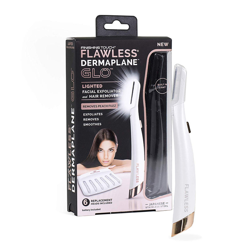 Finishing Touch Flawless Dermaplane Glo Lighted Facial Dermaplaning and Hair Remover Tool - Non-Vibrating and Includes 6 Replacement Heads - Tuzzut.com Qatar Online Shopping