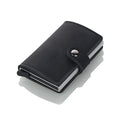 Leather RFID Aluminum Credit Card Holder (automatic Pop Up)- Small Card Case Wallet - Black - Tuzzut.com Qatar Online Shopping