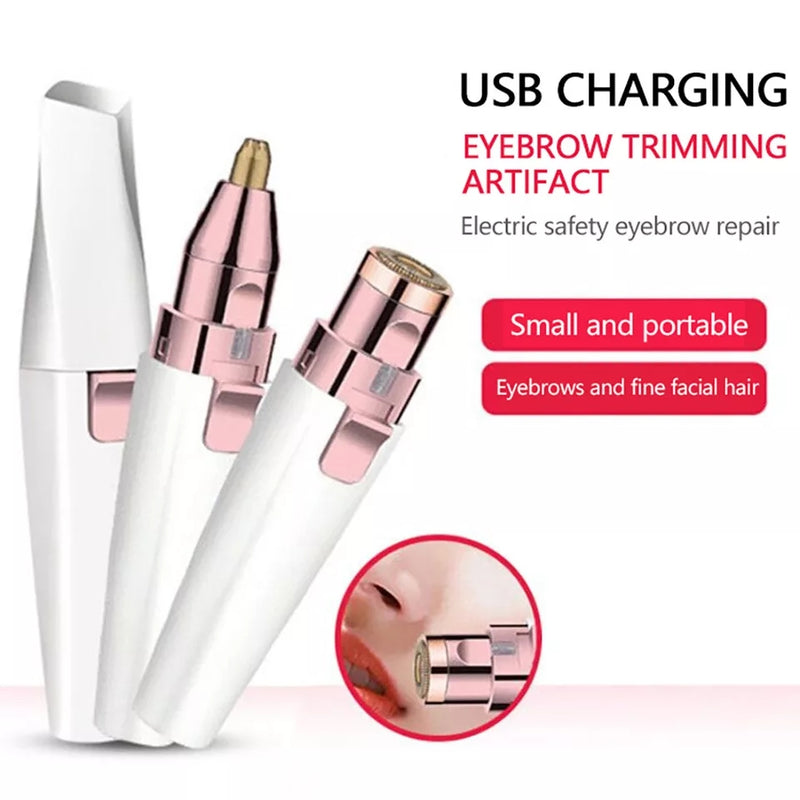 2 in 1 Women's Rechargeable Hair Remover  Eyebrow and Painless Lips Nose Body Facial Hair Remover Shaver - Tuzzut.com Qatar Online Shopping