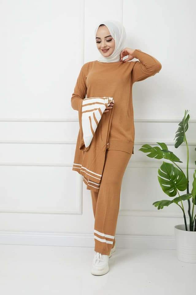 Turkish Winter Modest Dress (Top+Pant+Coat) - Tuzzut.com Qatar Online Shopping
