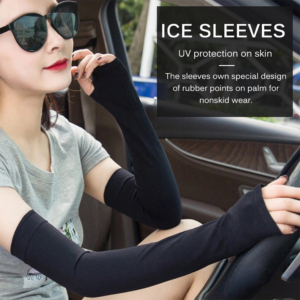 Lets Silim 1 Pair UV Protection Arm Ice Sleeve Sunscreen for Driving C