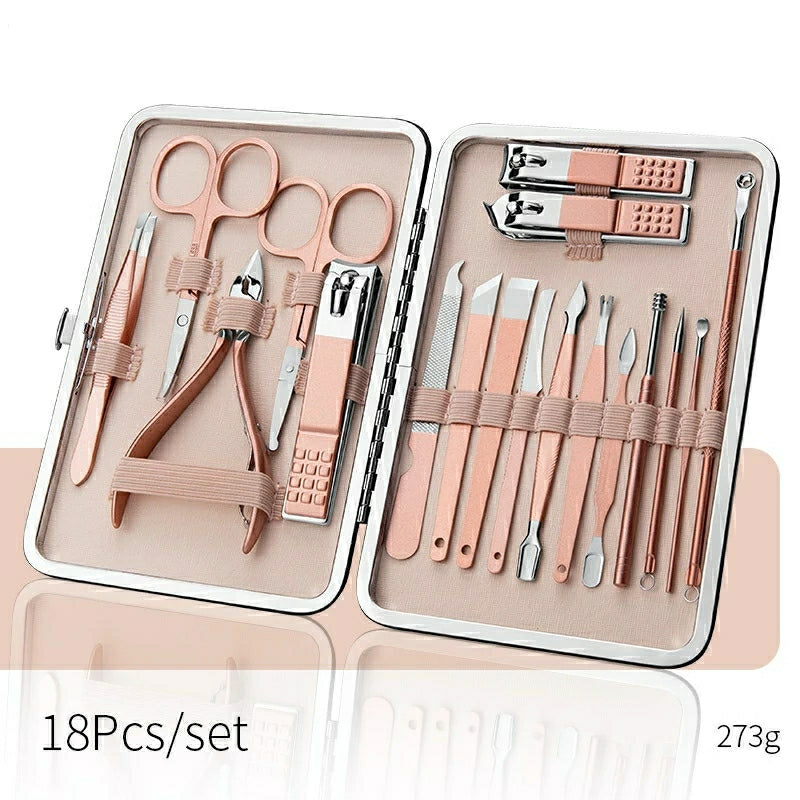CZKE Manicure Set Stainless Steel Nail Clippers Pedicure Pliers Nose Eyebrow Scissors Nail Cutter Personal Care Tool Travel Kit (Color 12pcs Black)