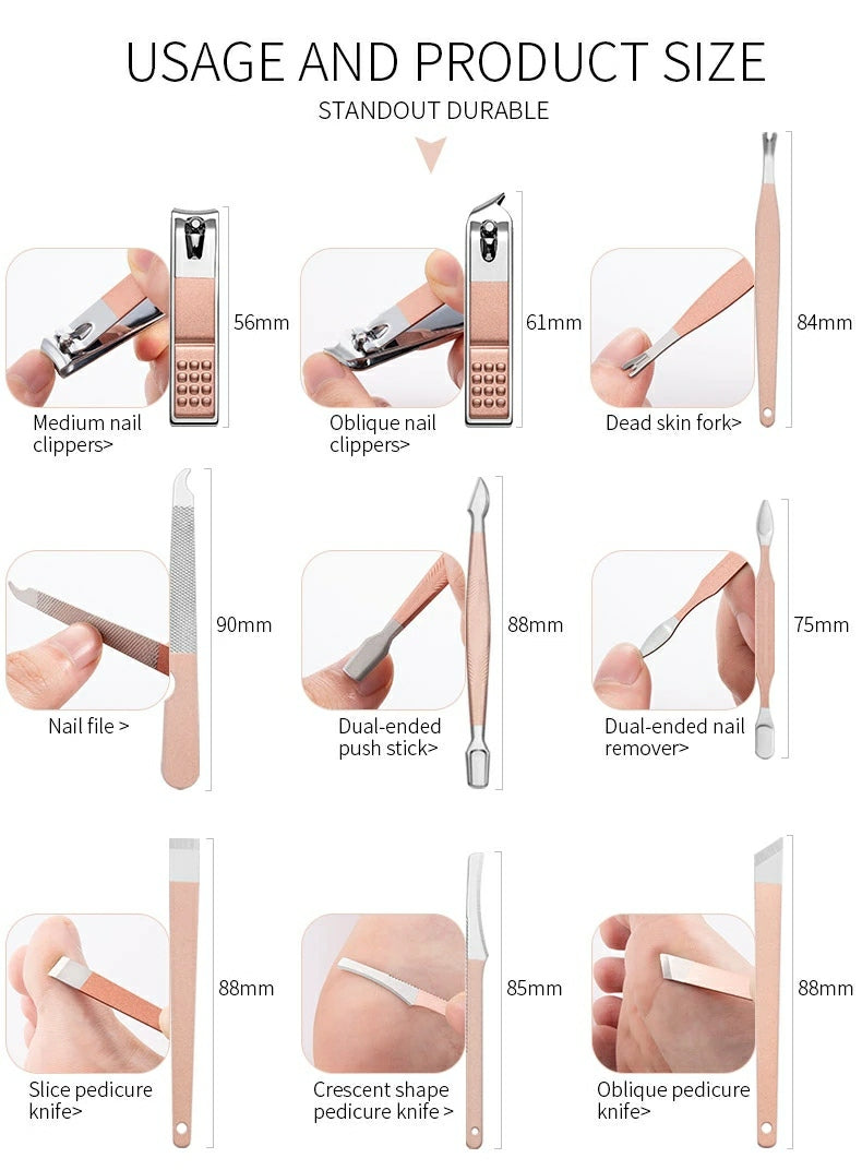 18 Pcs Professional Nail Art Manicure Tools Set - Tuzzut.com Qatar Online Shopping