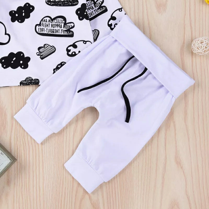 3-piece Cloud Printed Sweatshirt & Pants & Hat for Baby Boy 190433 - Tuzzut.com Qatar Online Shopping