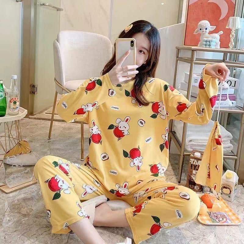 Long Sleeve Pajamas Set Sleepwear Top with Long Pant 169742