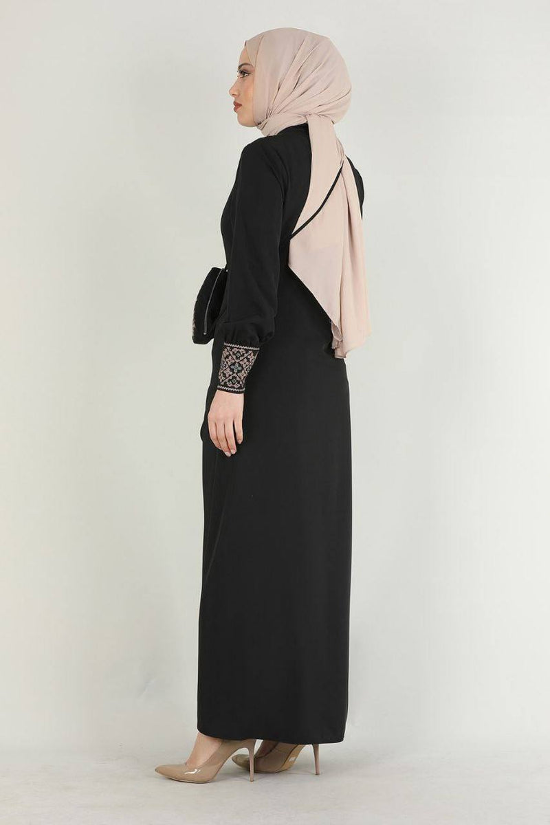 Turkish Fashion Prada Abaya Dress with Bag - 1391 Black - Tuzzut.com Qatar Online Shopping