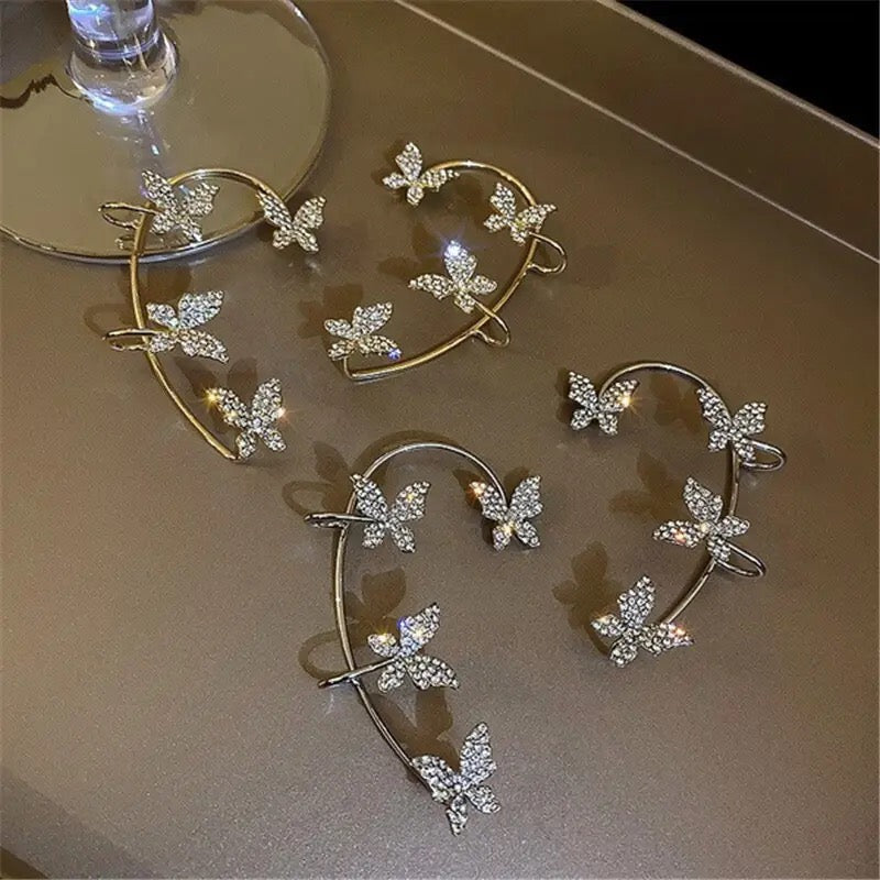 1 Pc Fashion Shining Zircon Butterfly Ear Clip Earrings for Women Girls X4440589 - Tuzzut.com Qatar Online Shopping