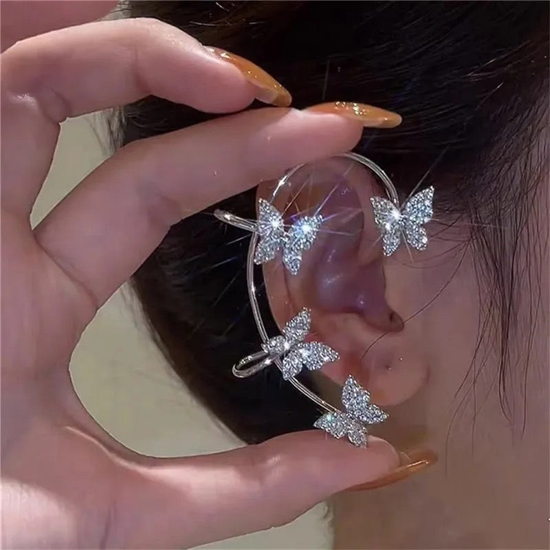 1 Pc Fashion Shining Zircon Butterfly Ear Clip Earrings for Women Girl