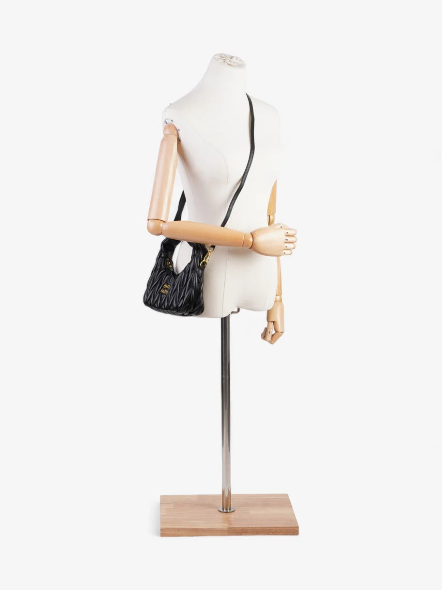 Hobo Bag Black Matelasse Leather B2003 Hobo Bag Black Matelasse Leather B2003