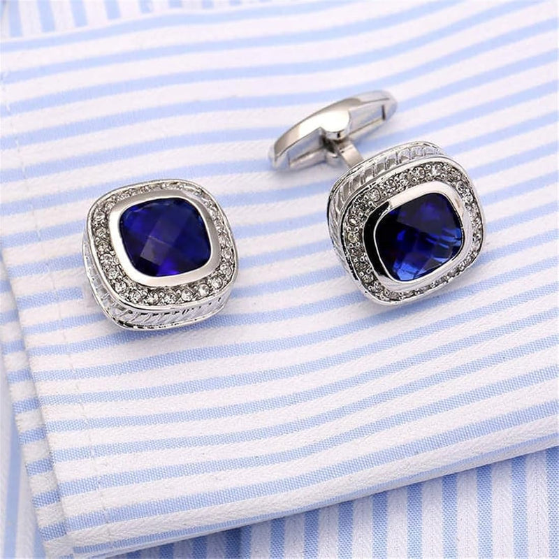 Jewelry Cufflinks for Men Shirt Cufflinks Blue Crystal Sleeve Nail Wedding Dress Cuff Button Suit Button X4260945