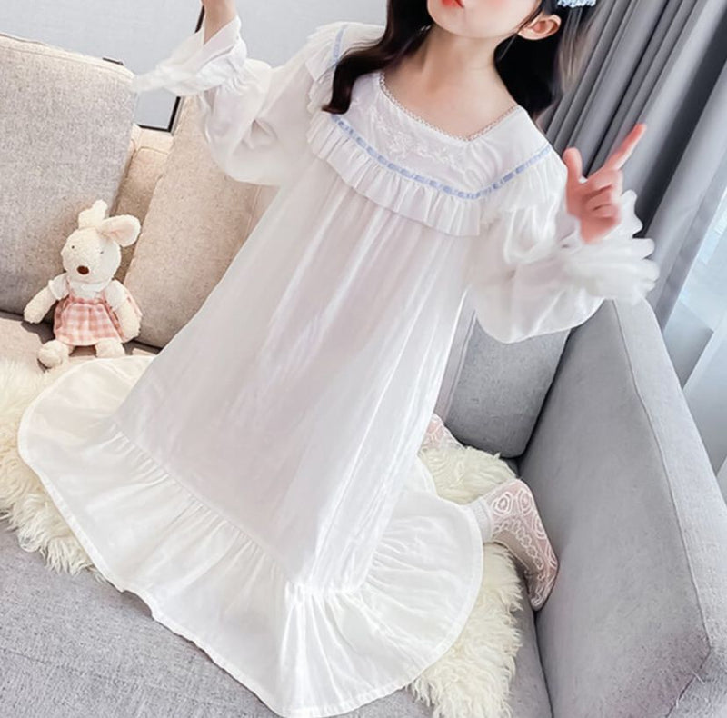 Women Sweet Long Nighty Vintage Laces Sleepwear 526813 (170cm)