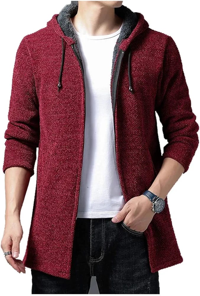 Men's Sweaters Coat Autumn Winter New Hot Warm Zipper Medium Long Cardigan Sweaters Man Casual Knitwear Sweatercoat Mens Clothes - S4115101 - Tuzzut.com Qatar Online Shopping
