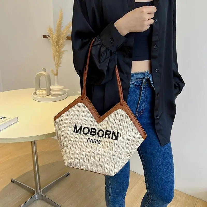 Grass Weave Casual Shoulder Bag MP8671 - TUZZUT Qatar Online Shopping