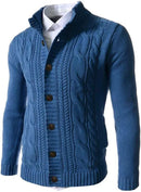 Men's Sweater Slim Fit Cardigan Knitted Single Breasted Button Winter Stand Collar Cardigan S4450721 - Tuzzut.com Qatar Online Shopping