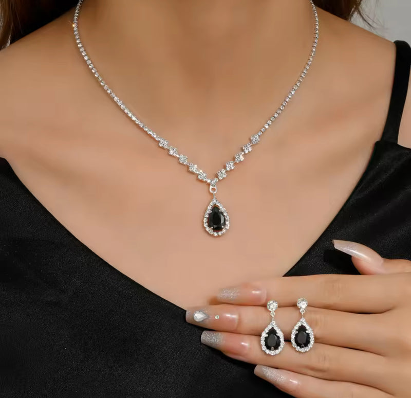 3PC Women's Fashion Trend Copper Claw Chain Series Water Drop Necklace Earrings Jewelry Set X5039524 - TUZZUT Qatar Online Shopping